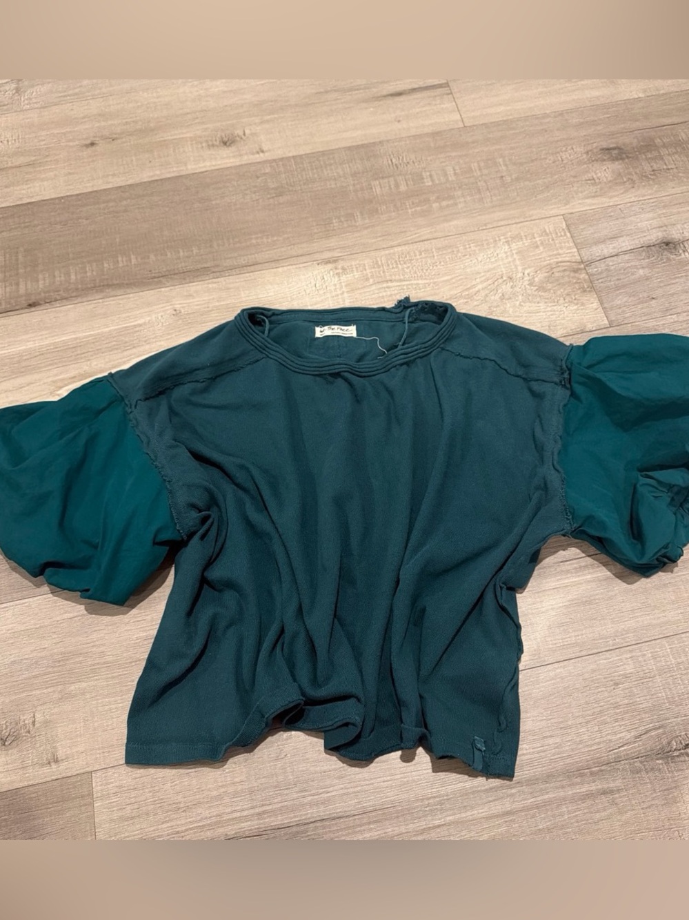 Free people Women's Teal Puff-Sleeve Top - Casual Comfort
